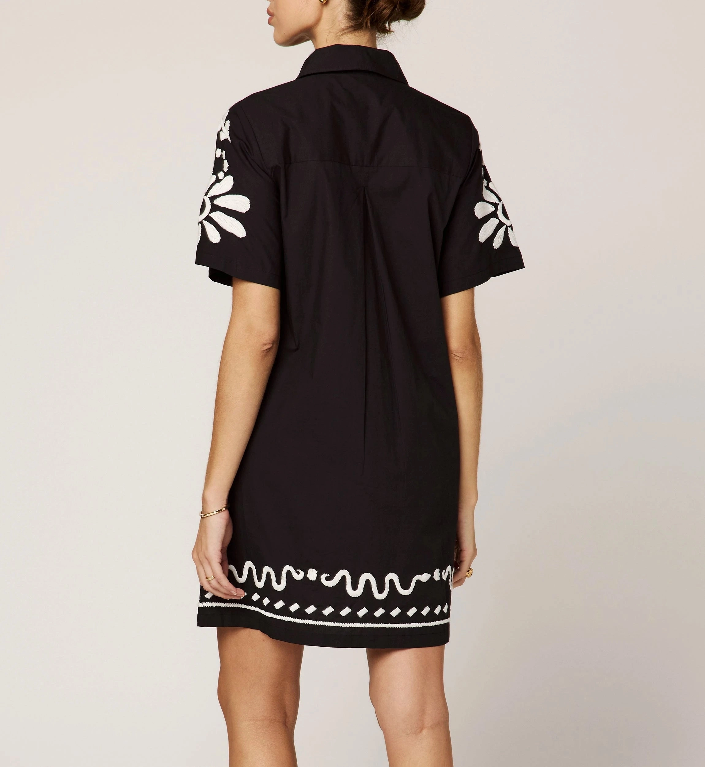Riya Mini Dress | Black/Ivory Quilted-Texture Urban Cool