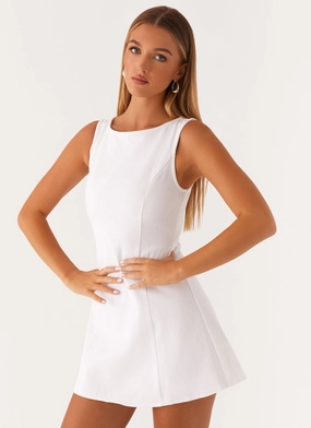 Rochelle Denim Mini Dress - White Lounge Base