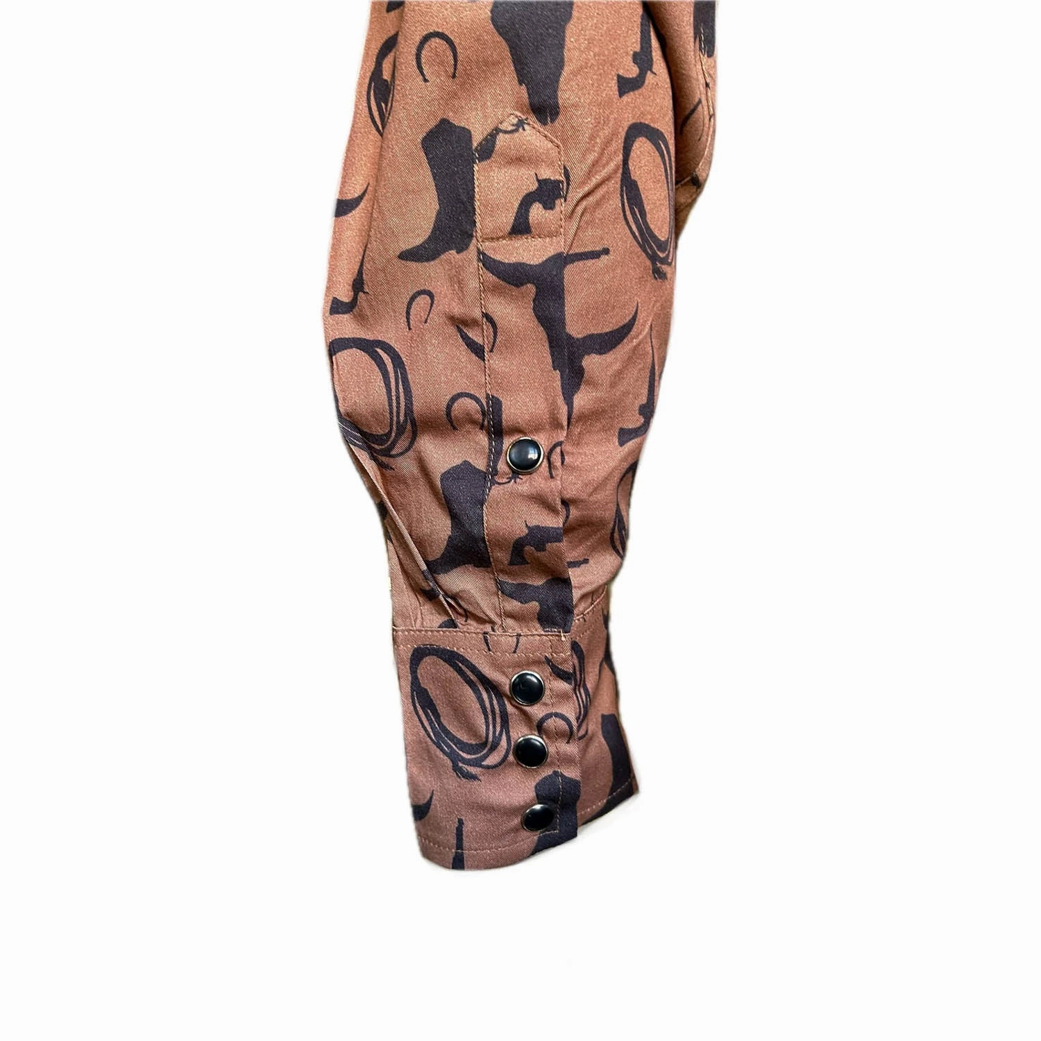 Rockmount Mens Lariat Boot Steer Skull Brown 100% Cotton L/S Shirt Contemporary Design