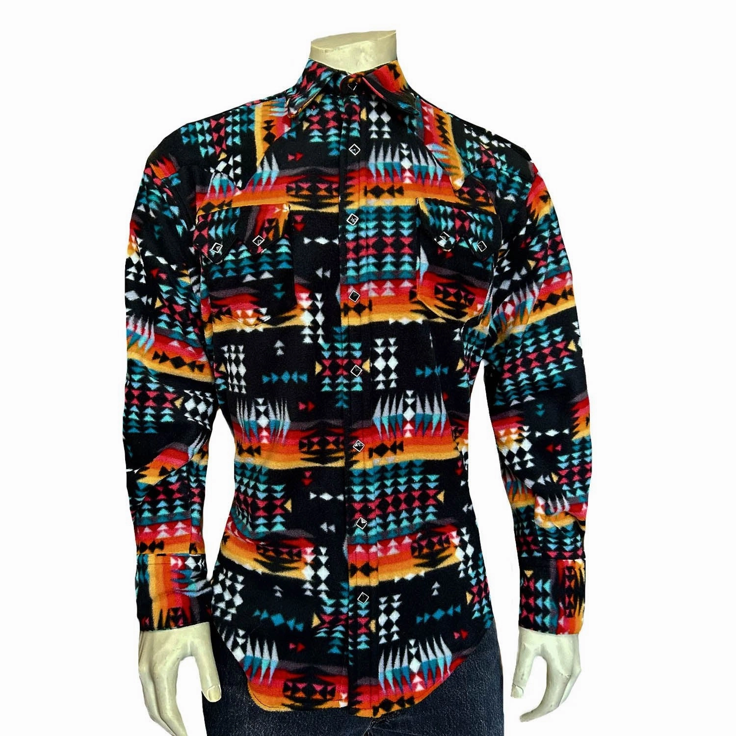 Weekend Style Rockmount Mens Native Pattern Western Black/Red 100% Cotton L/S Shirt