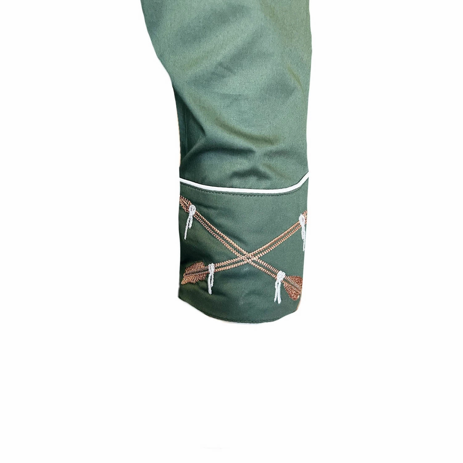 Rockmount Mens Steer Skull and Arrow Green 100% Cotton L/S Shirt Non Restrictive Armhole