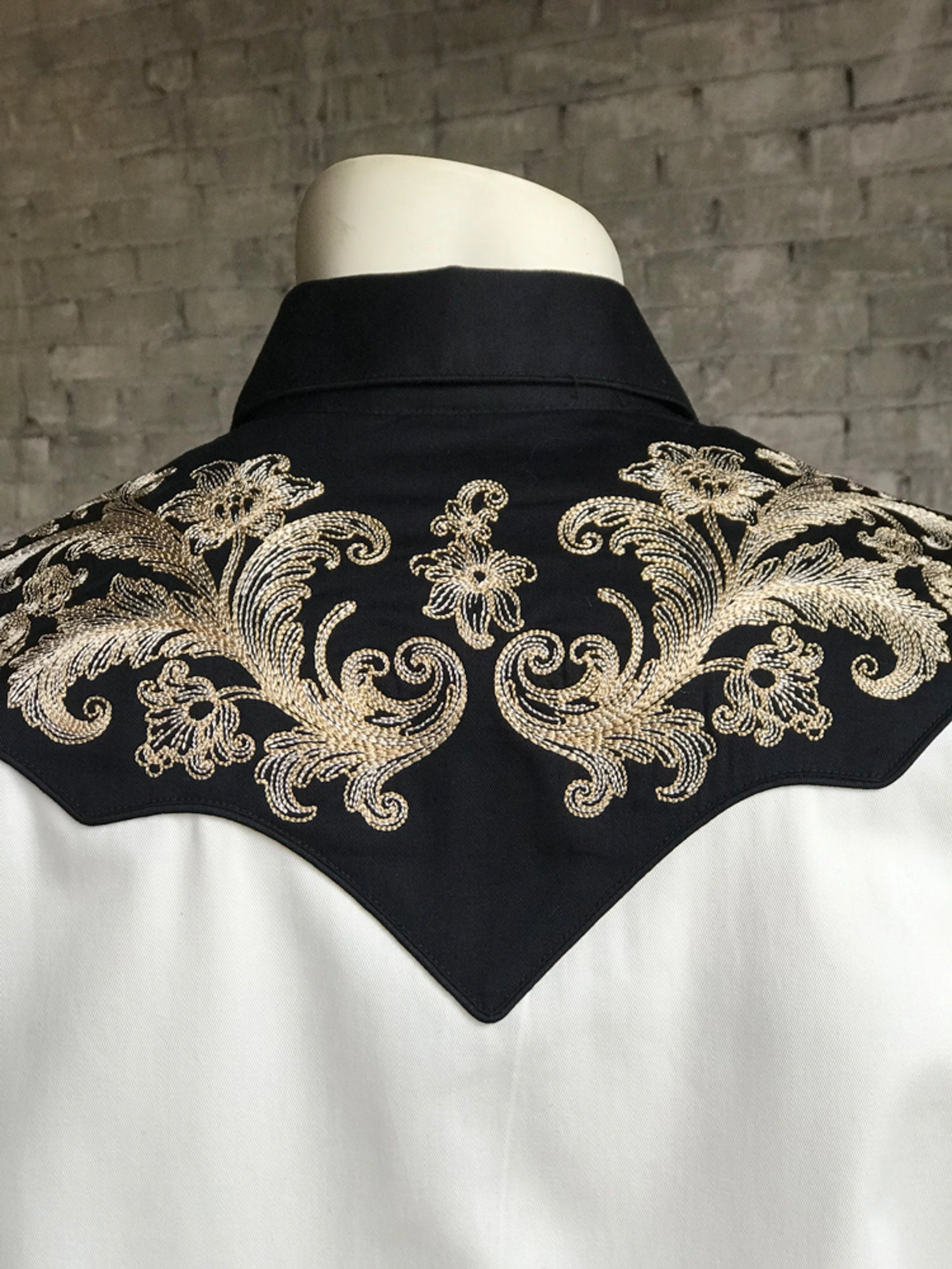 Rockmount Mens White 100% Cotton Natural Vintage Tan Floral L/S Shirt Pure Cotton