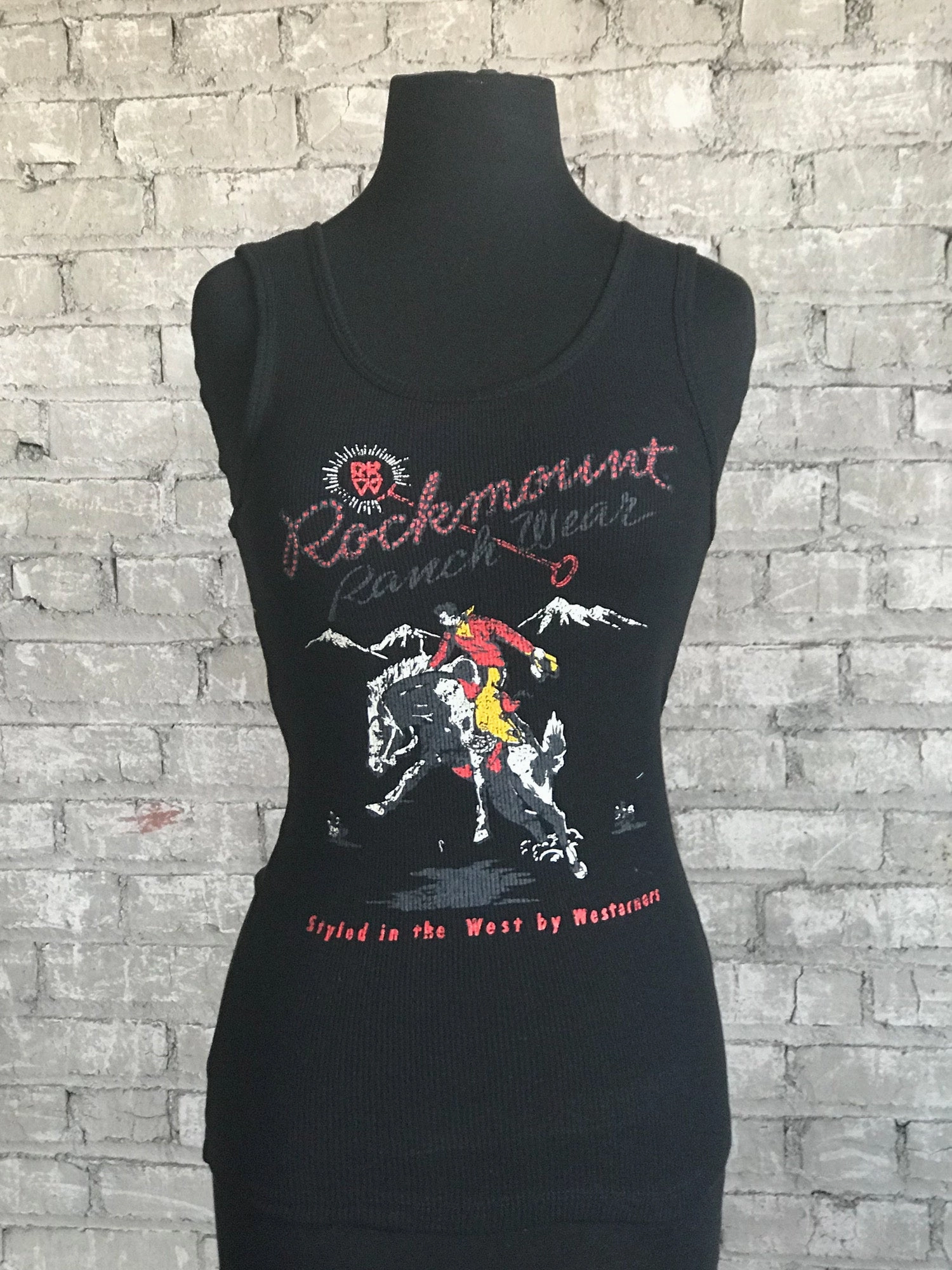 Rockmount Womens Black 100% Cotton Premium Bronc Tank Top Camping Essential Lounge Wear