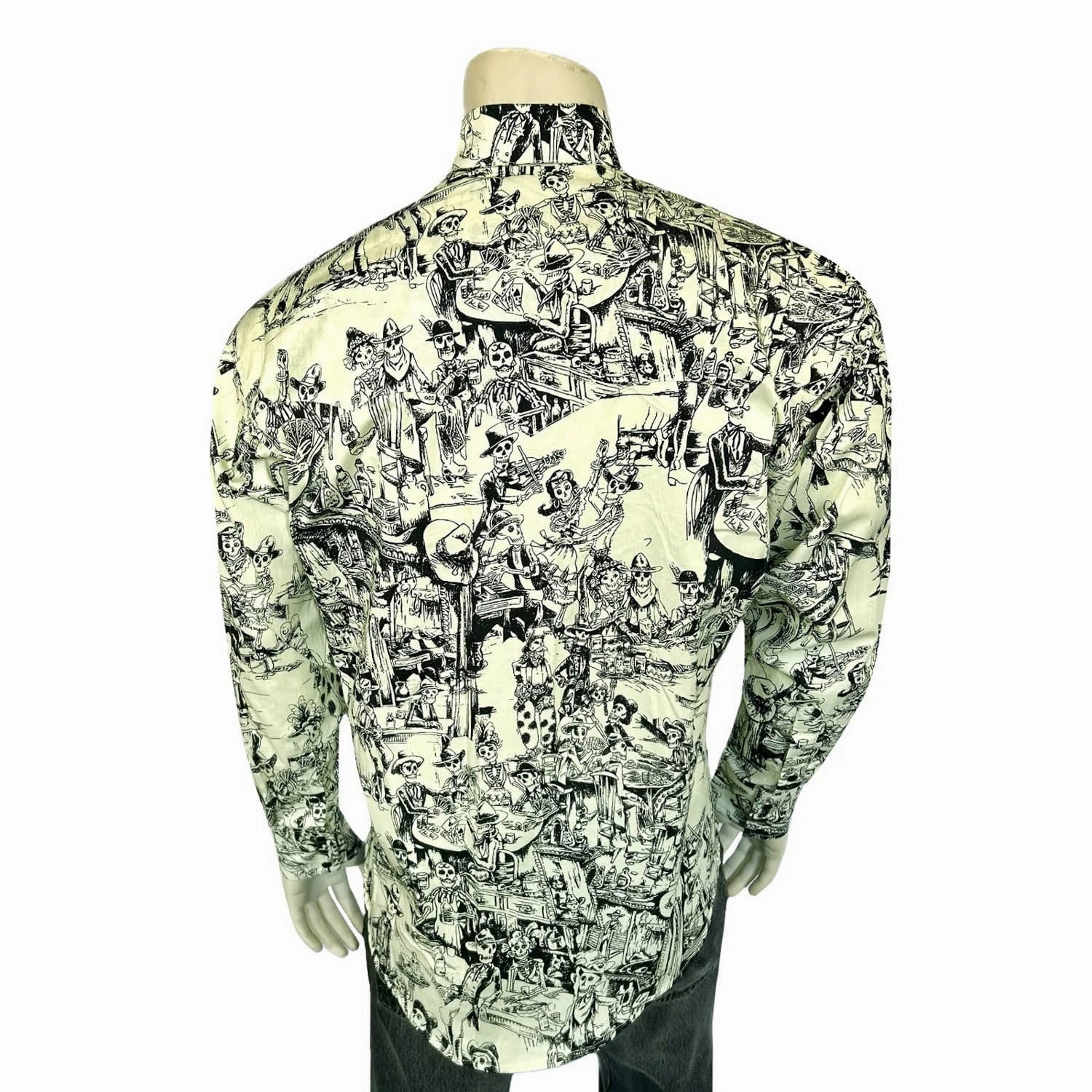 Compact Packing Rockmount Mens Deadwood Saloon Western Black/White 100% Cotton L/S Shirt