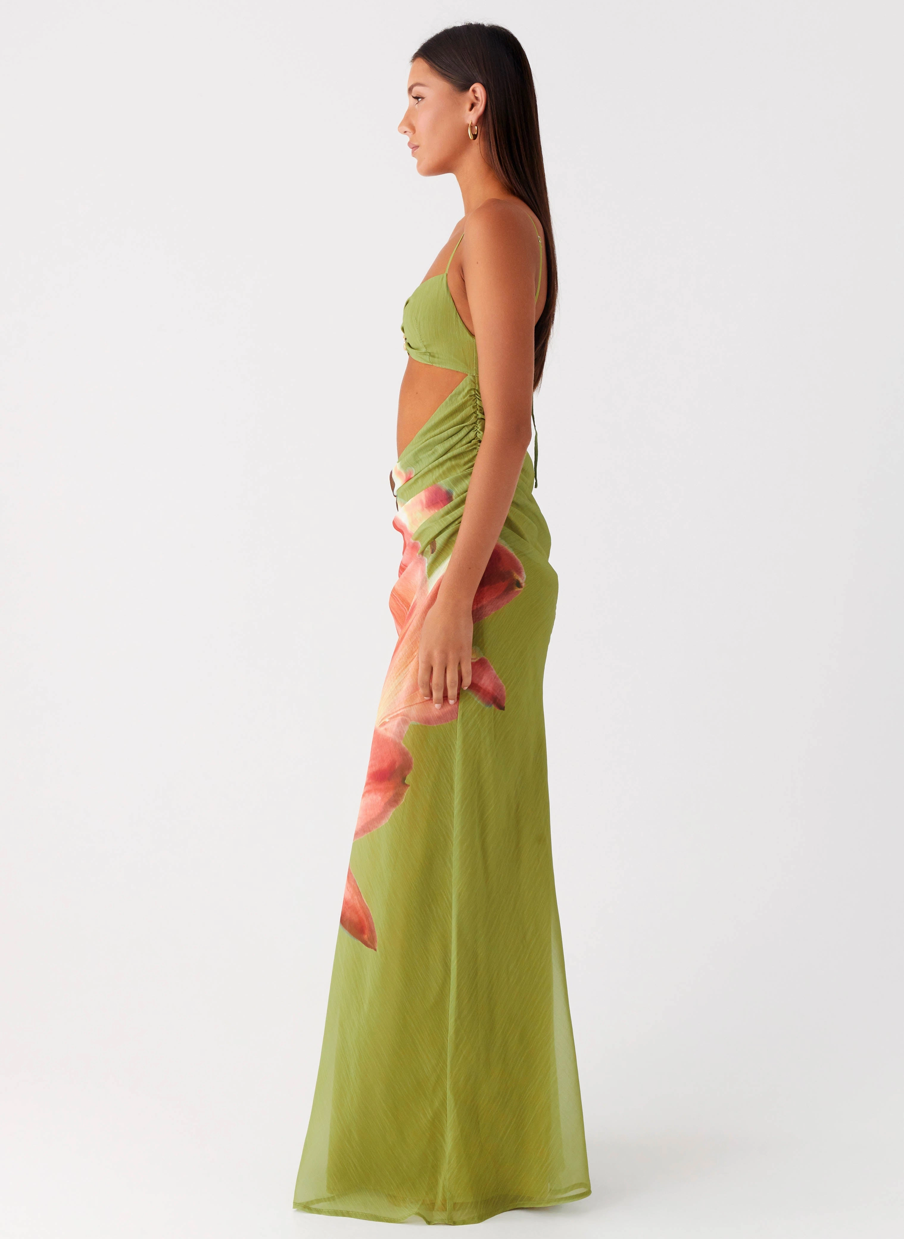 Satin Grace Tropic Rush Cut Out Maxi Dress - Jungle Floral