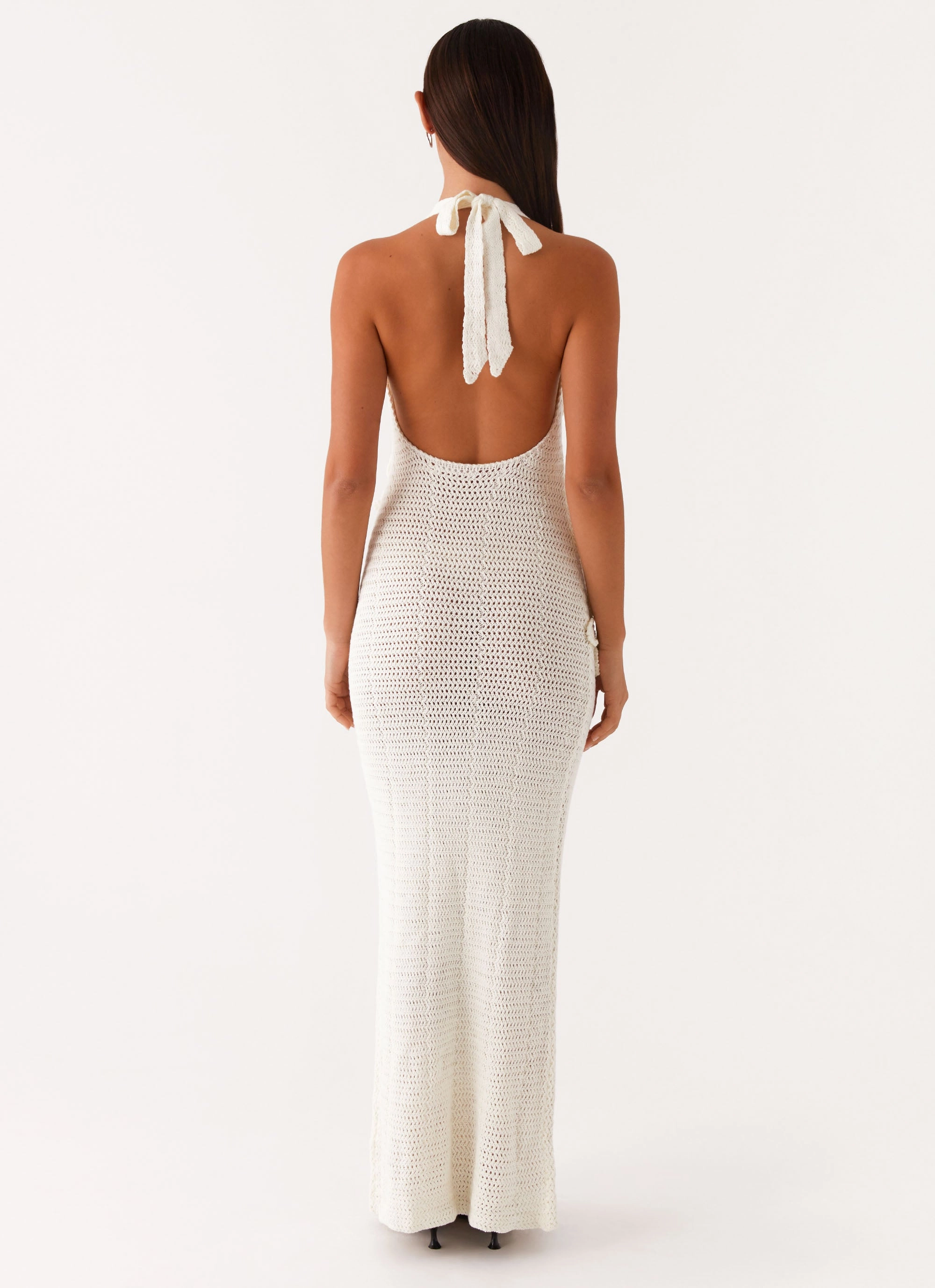 Novalee Flower Crochet Maxi Dress - Ivory Loose Flow Fashion Layer