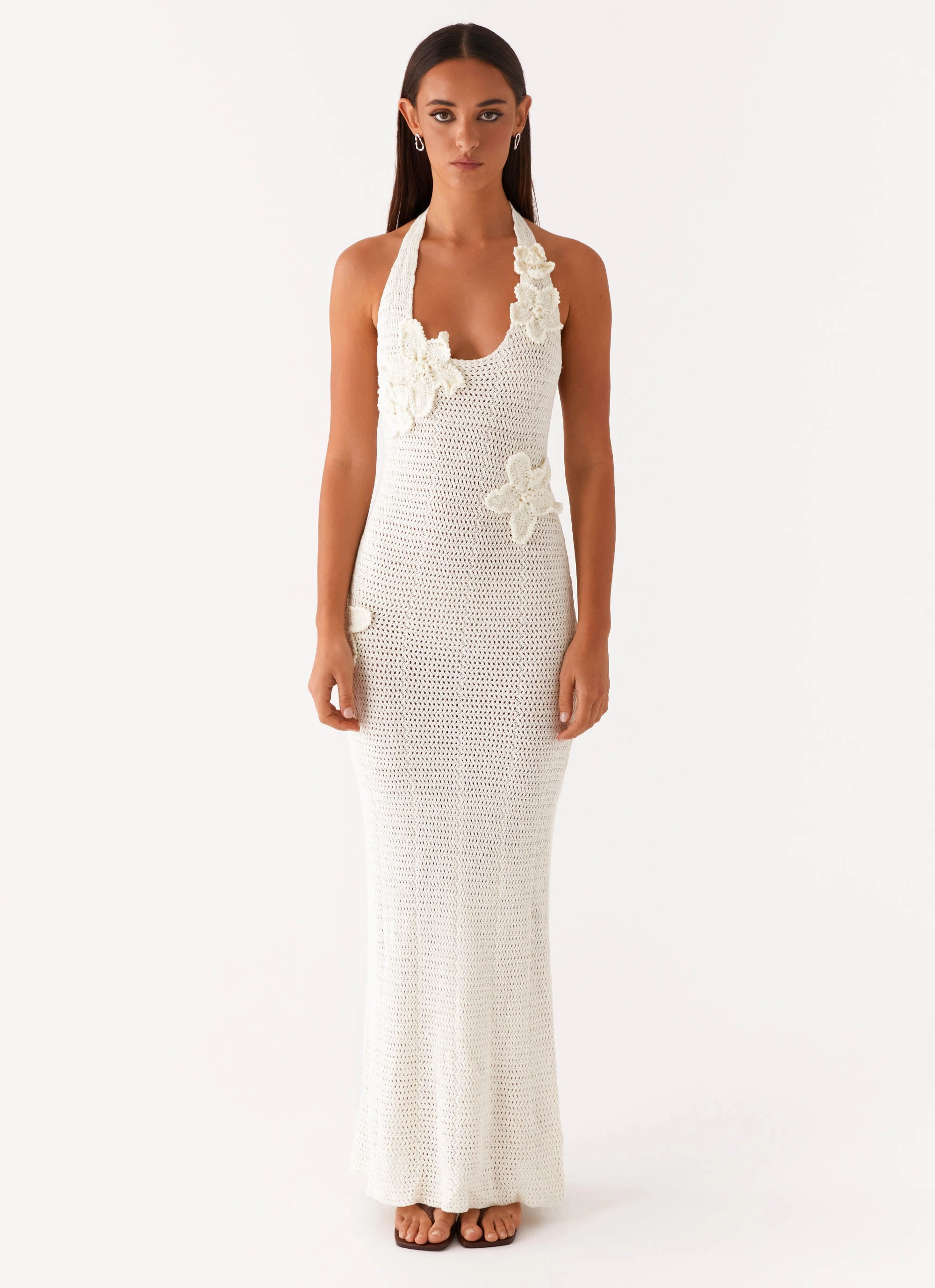 Novalee Flower Crochet Maxi Dress - Ivory Special-Edition