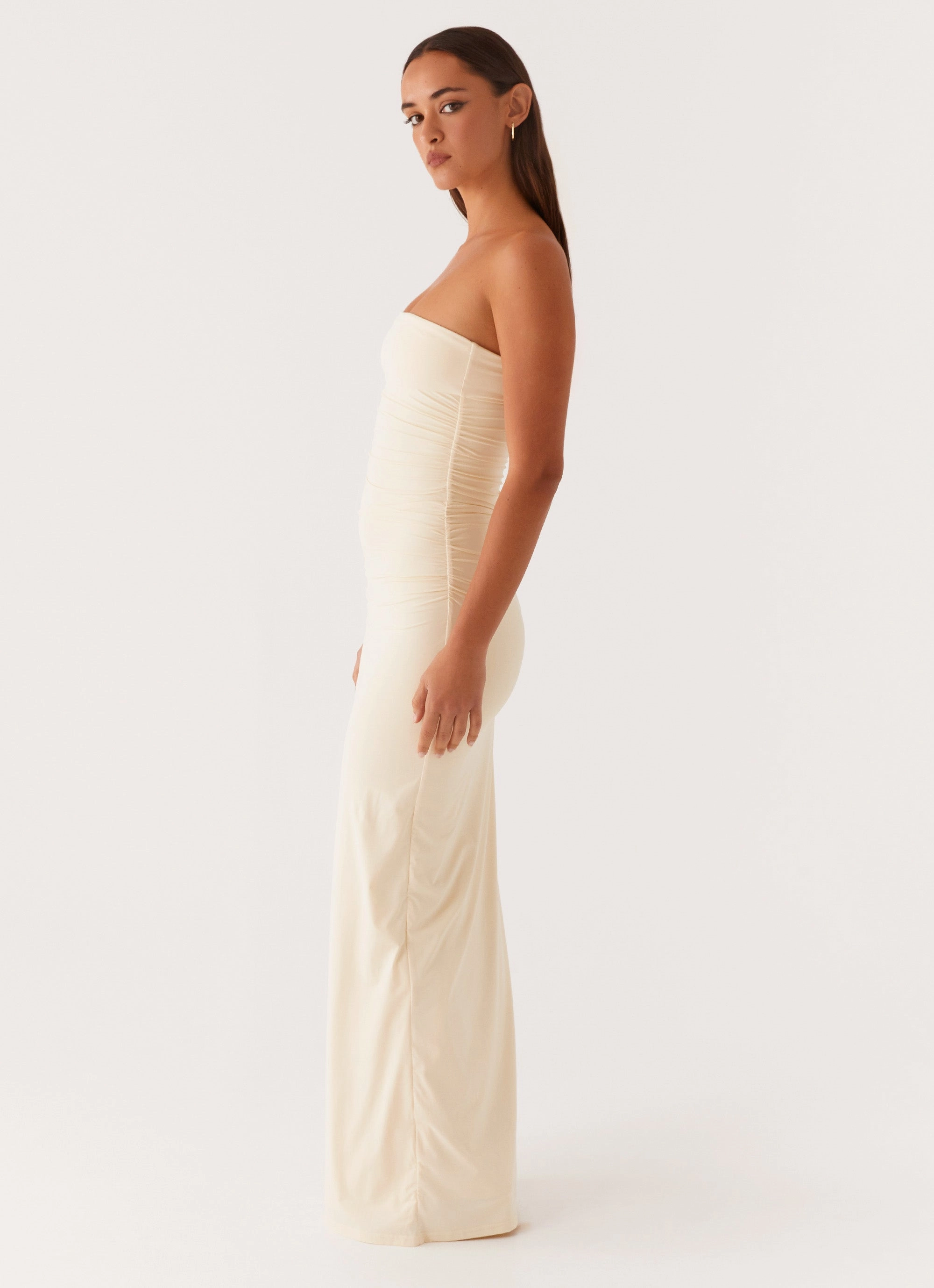 Romee Strapless Maxi Dress - Pastel Yellow Chic Tailoring Layered Comfort Wear