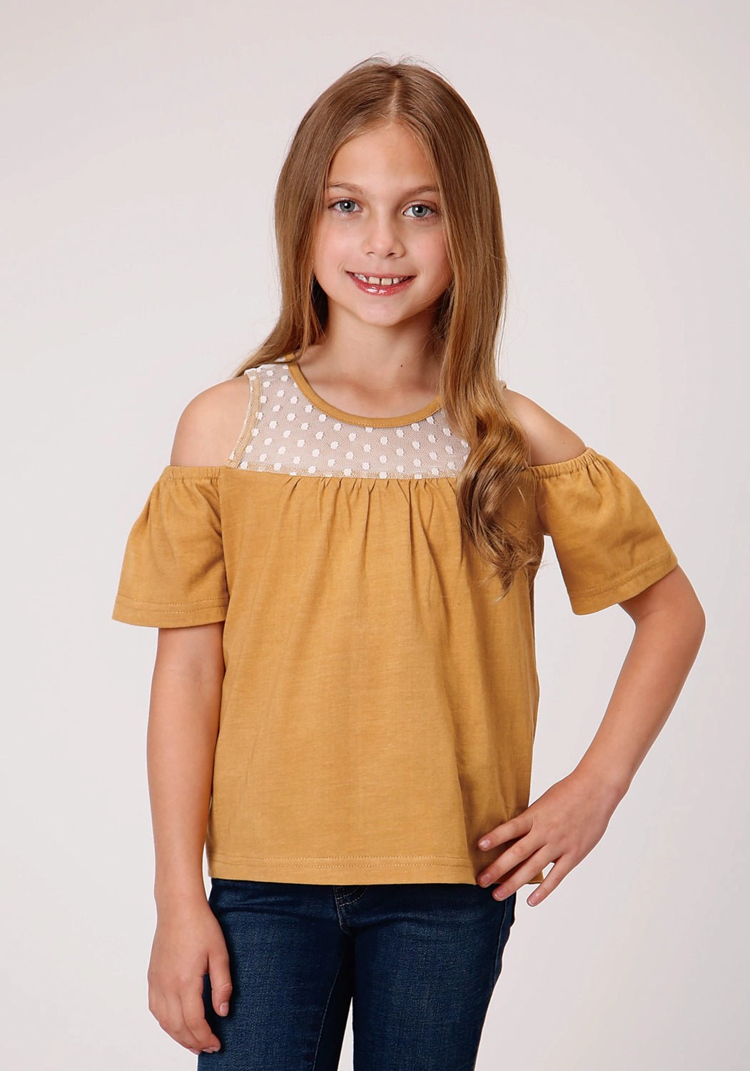 Roper Girls Yellow 100% Cotton Dip Dyed S/S Tunic Ombre look High-End Fabric