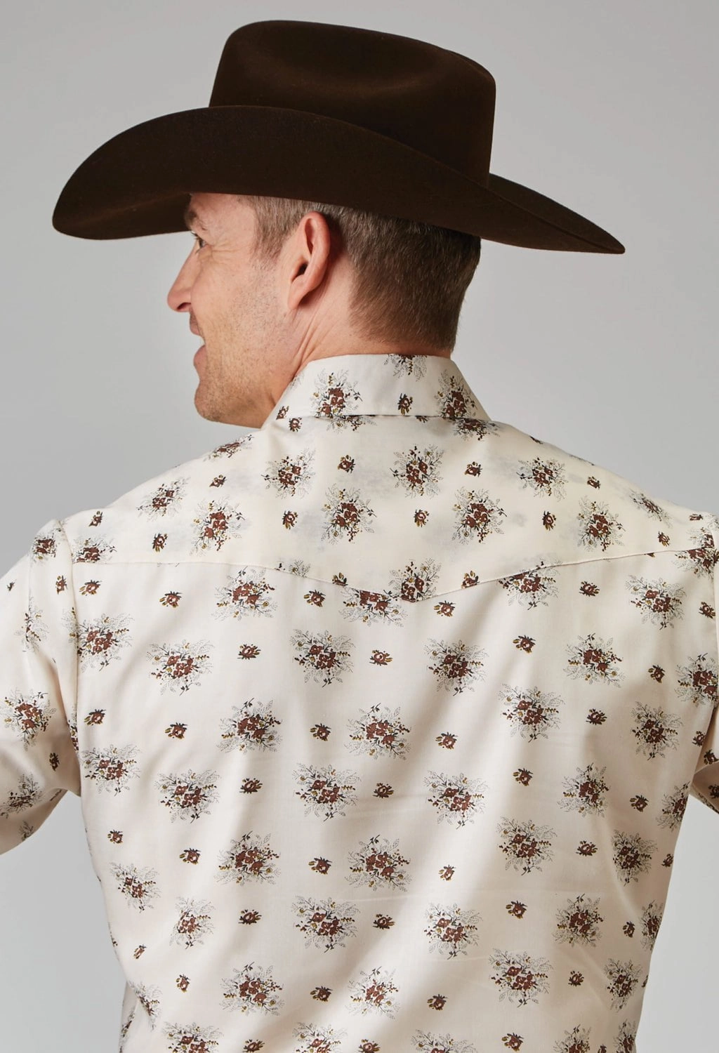 Wrinkle Resistant Roper Mens 1964 Vintage Floral White Cotton Blend L/S Shirt