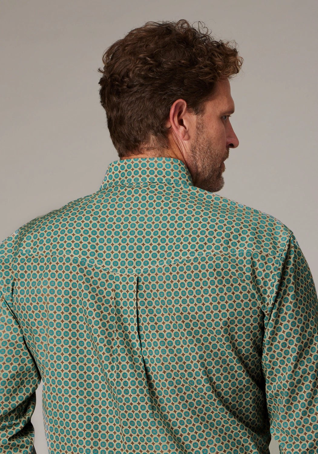 Shimmer Effect Non Irritating Seams Roper Mens 2021 Sedona Foulard Blue 100% Cotton Button L/S Shirt