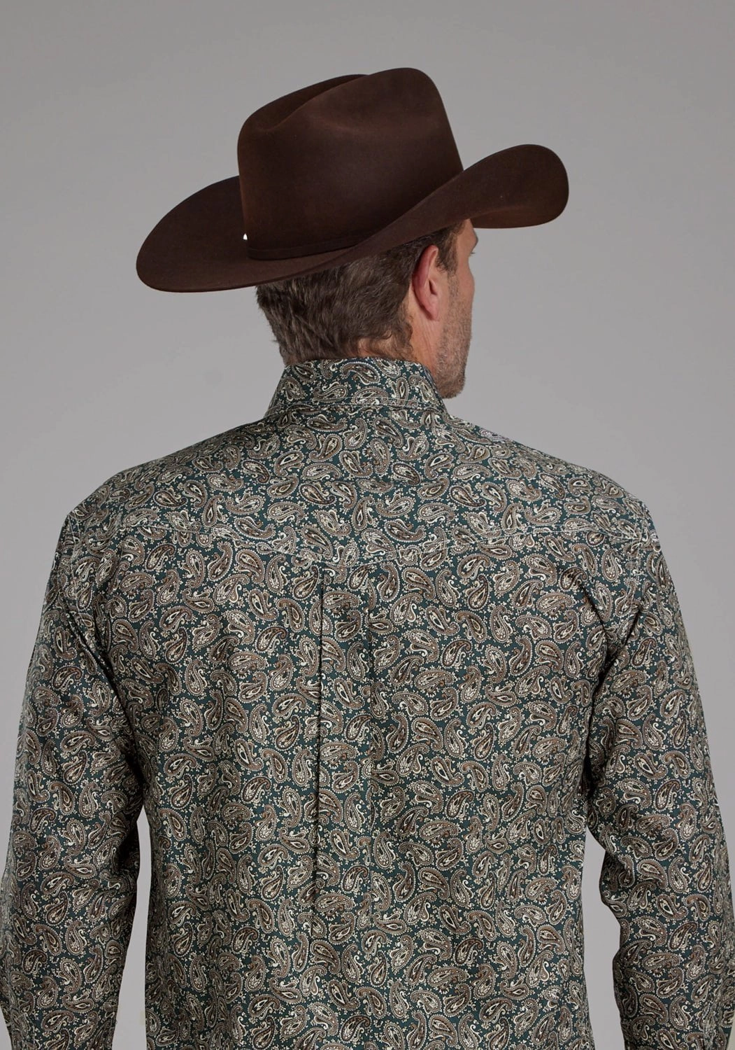 Roper Mens 2150 Oak Paisley Brown 100% Cotton Btn L/S Shirt All day wearability