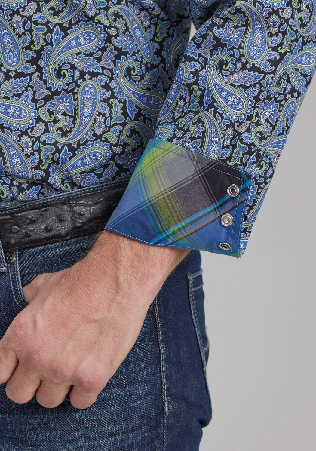 Roper Mens 2239 Cobalt Paisley Blue 100% Cotton L/S Shirt Team Building