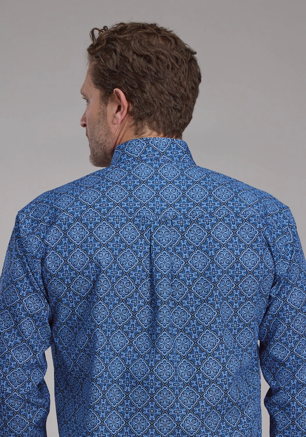 Roper Mens 2251 Sapphire Ornamental Blue 100% Cotton 1 Pkt L/S Shirt Errand Ready Picnic Outfit