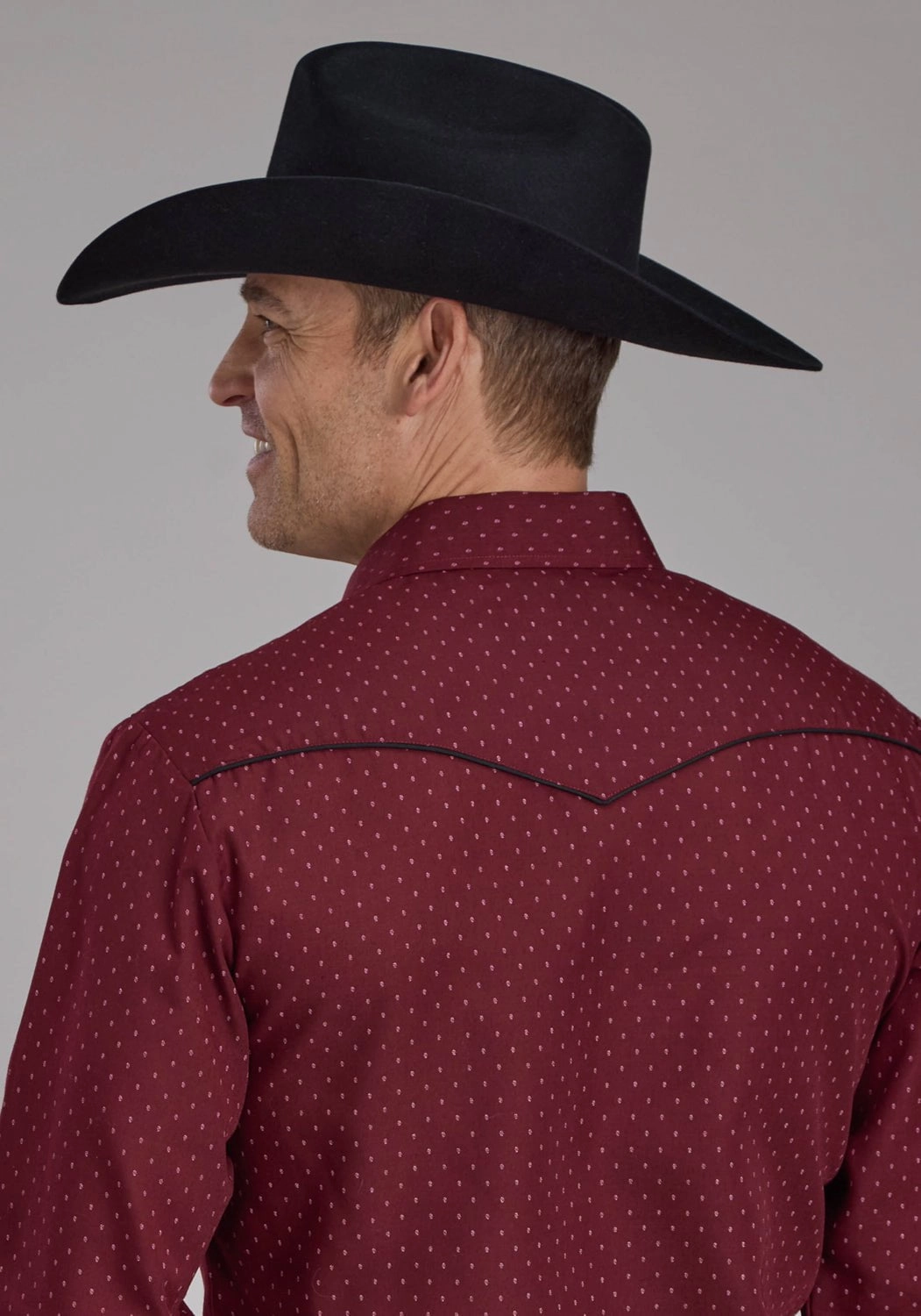 Roper Mens 2287 Dot Print Fancy Wine Poly/Cotton L/S Shirt Party Ready Soft touch finish