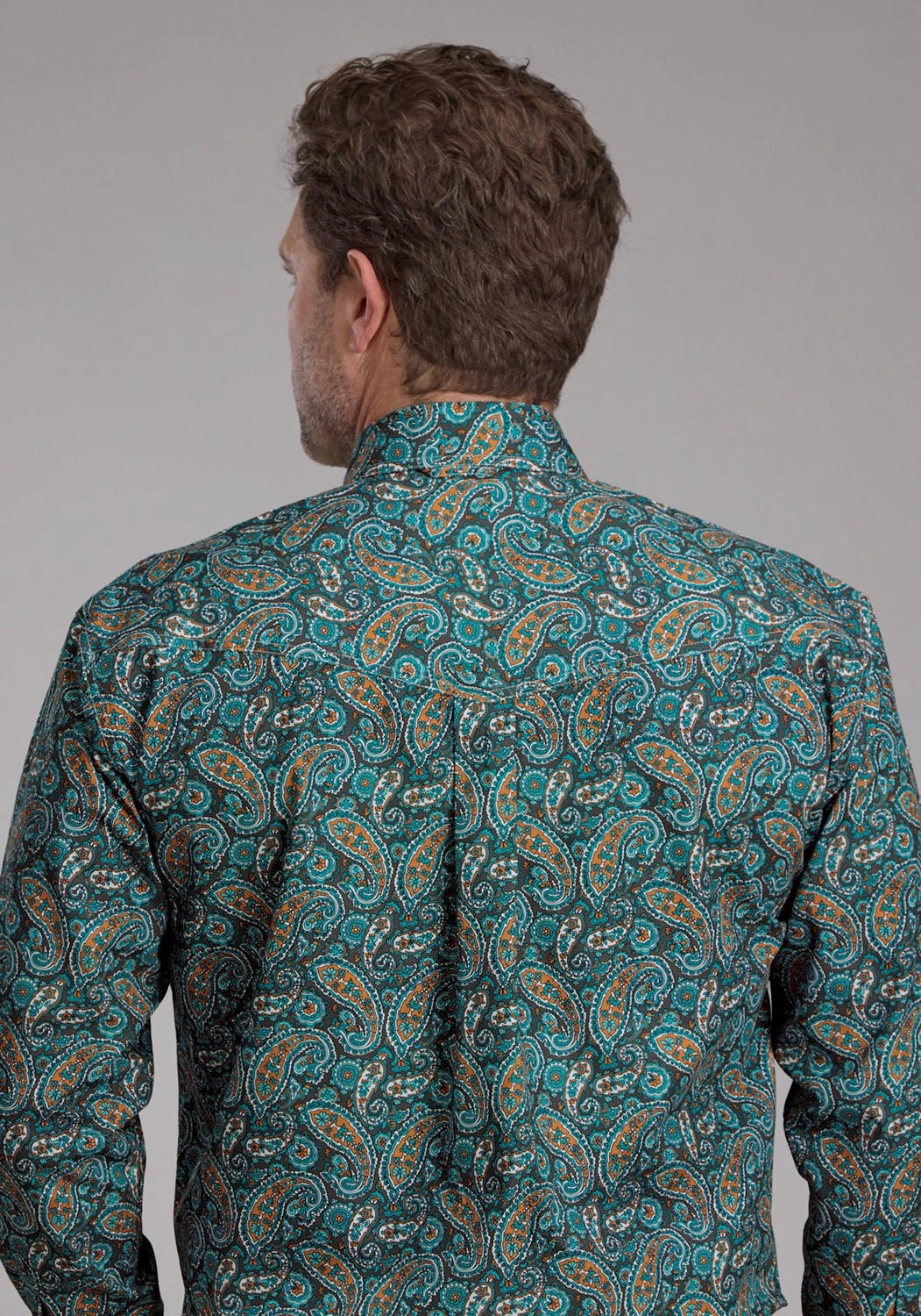 Hooded Option holiday season Roper Mens 2382 Dusk Paisley Turquoise 100% Cotton Btn L/S Shirt
