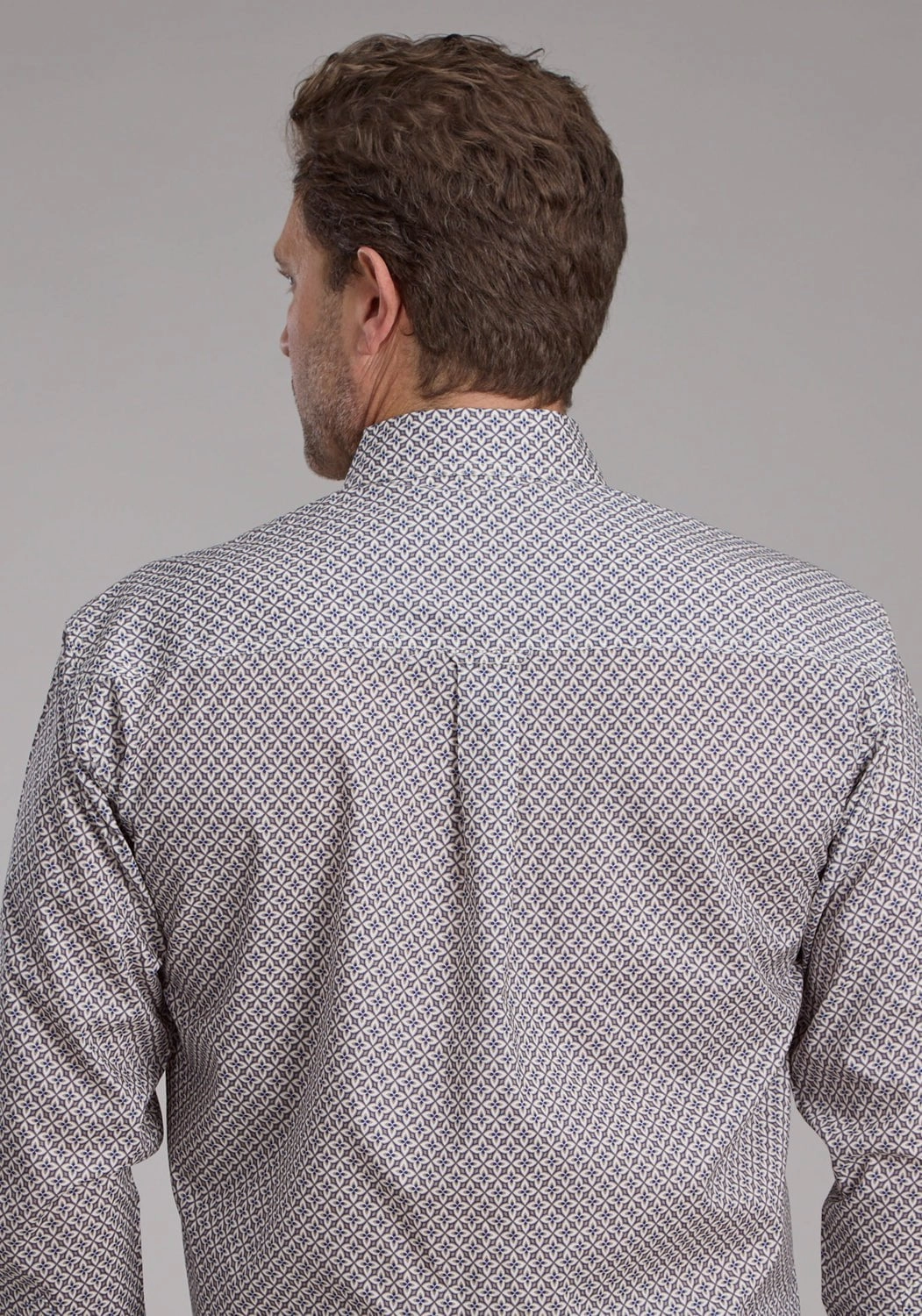 High-End Look Multi Functional Pockets Roper Mens 2384 Pinwheel Foulard Khaki 100% Cotton 1 Pkt L/S Shirt