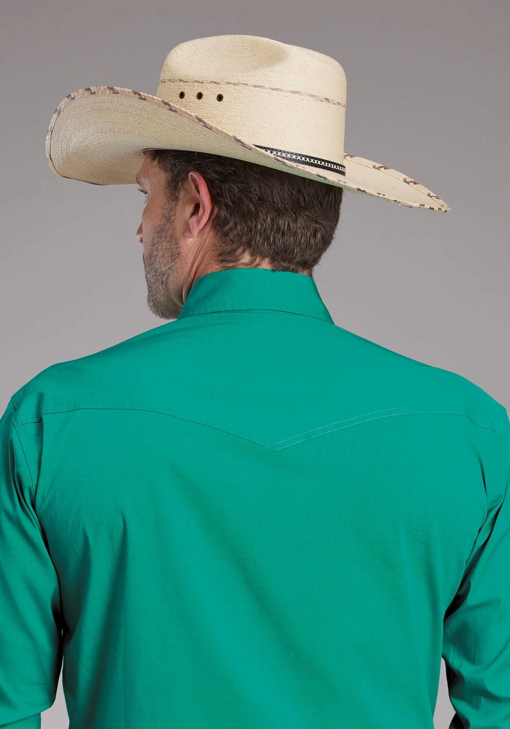 Reinforced Elasticity youth trend Roper Mens 2388 Poplin Stretch Jade Green Cotton Blend L/S Shirt