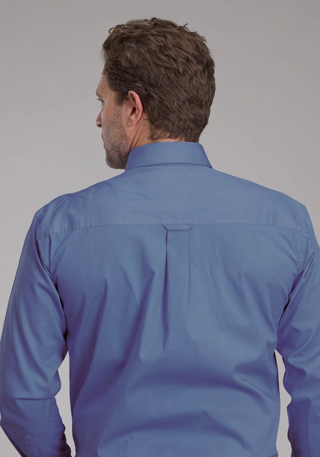 Roper Mens 2388 Solid Poplin Periwinkle Cotton Blend 1 Pkt L/S Shirt Summer Fashion