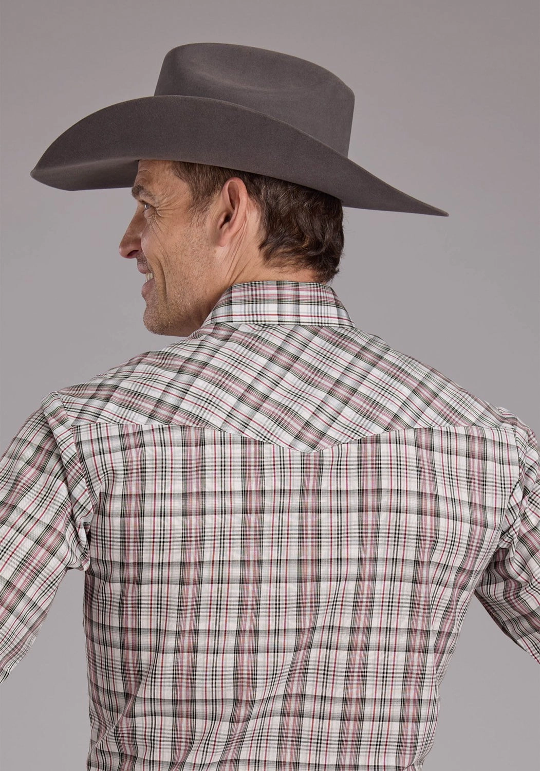 Roper Mens 2409 Plaid White/Grey Cotton Blend S/S Shirt Chic Design