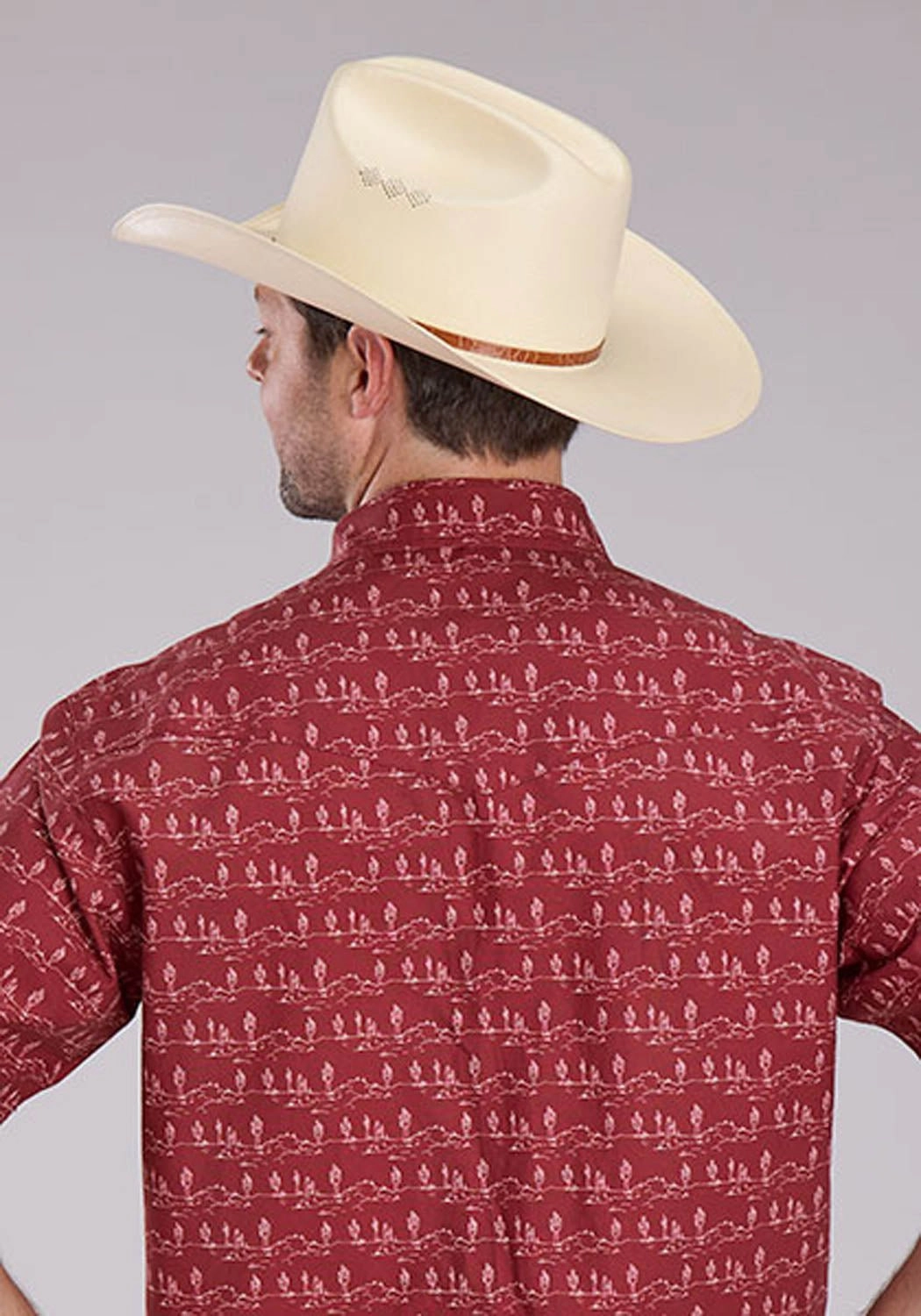 Eco friendly materials Roper Mens 2464 Desert Stripe Red 100% Cotton S/S Shirt