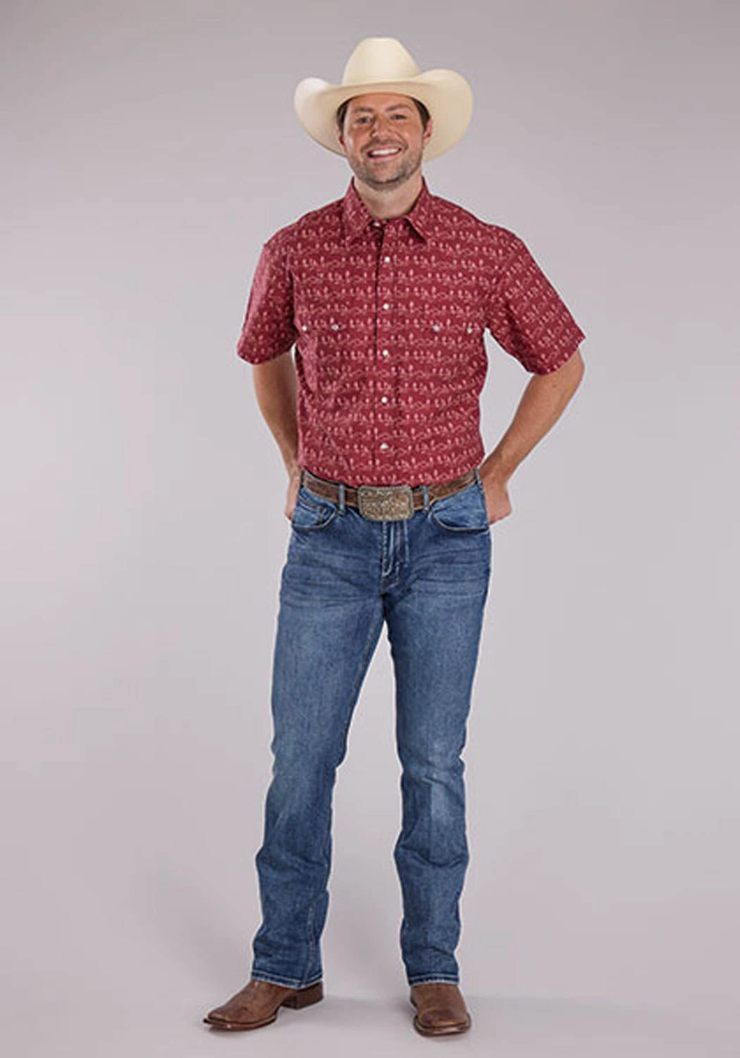 Roper Mens 2464 Desert Stripe Red 100% Cotton S/S Shirt Multipurpose Utility Seamless construction