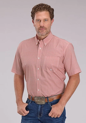 Roper Mens 2500 Saltillo Foulard Rust 100% Cotton 1 Pkt S/S Shirt Hidden Button Placket