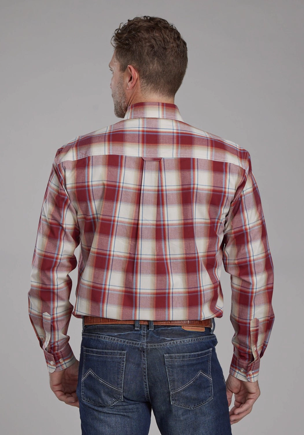 Anti Pilling Finish Roper Mens 57 Chevy Plaid Red/White 100% Cotton 1 Pkt L/S Shirt