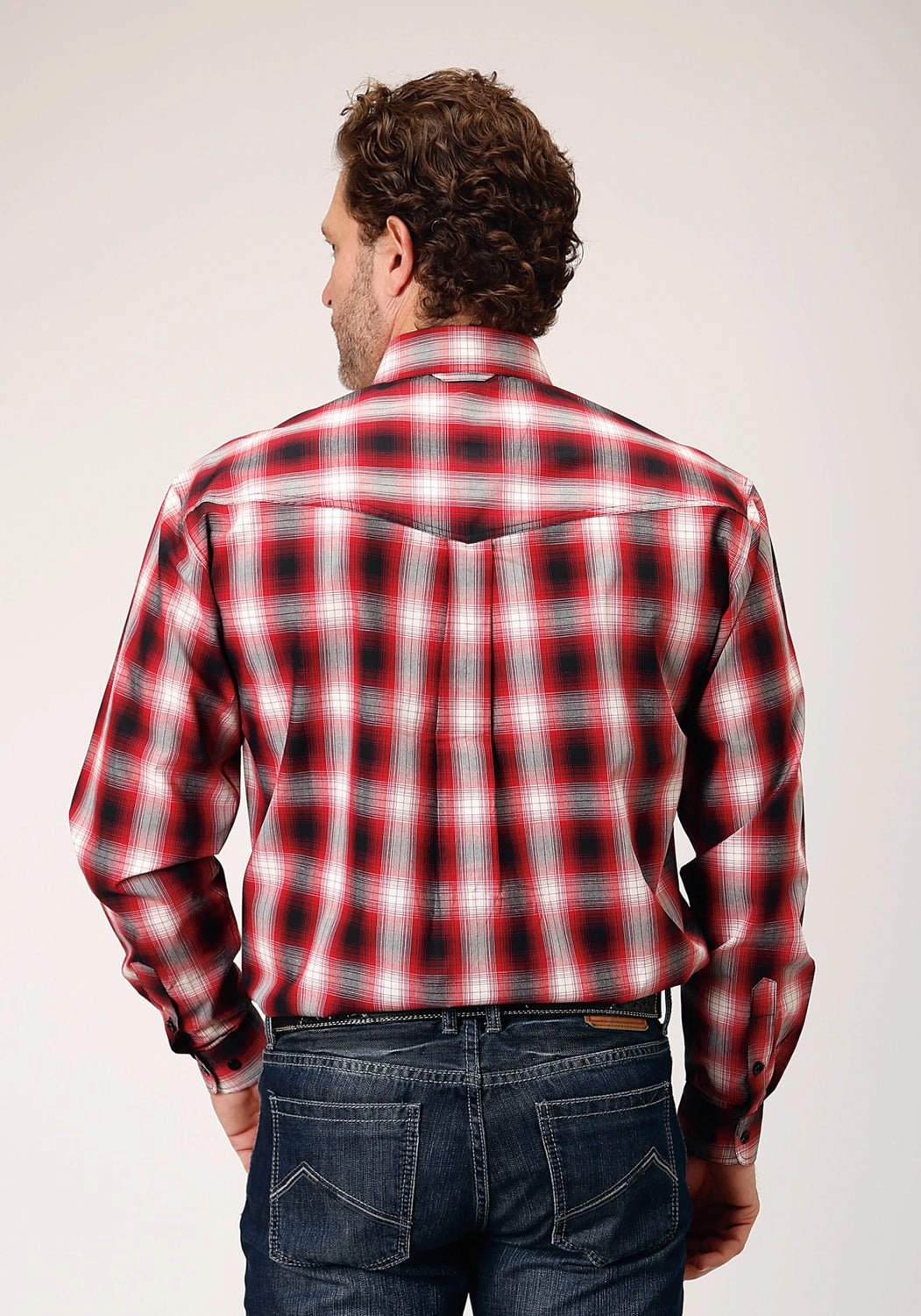 Regular Fit Roper Mens Basic Plaid Red 100% Cotton L/S Shirt