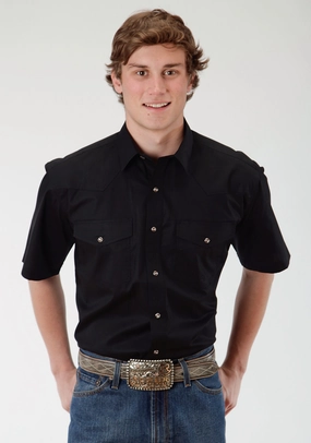 Roper Mens Black 100% Cotton S/S Shirt Outdoor Adventure Runway Inspired