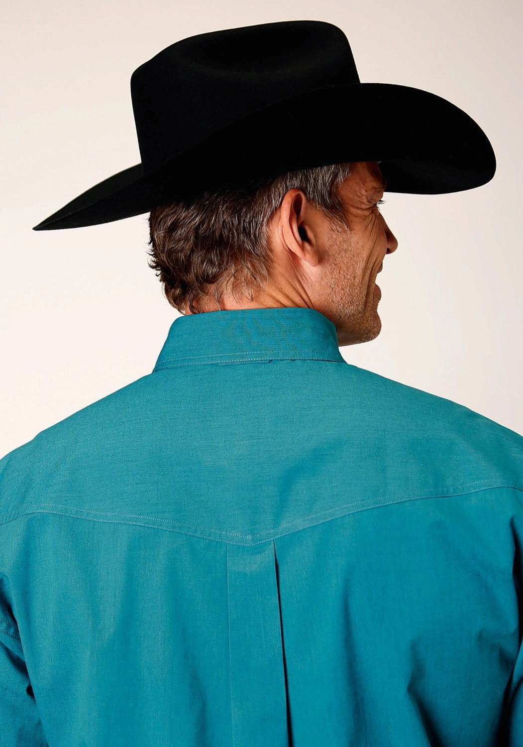 Anniversary Celebration Breathable back panel Roper Mens Black Fill Button Teal 100% Cotton L/S Shirt