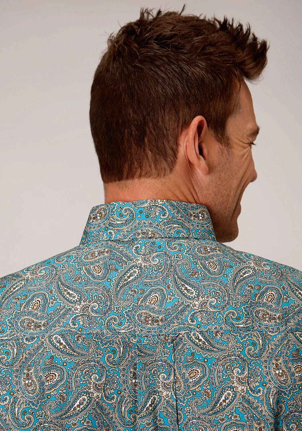 Earthy Palette Roper Mens Blue 100% Cotton Saddle Paisley BD S/S 1 Pkt Shirt
