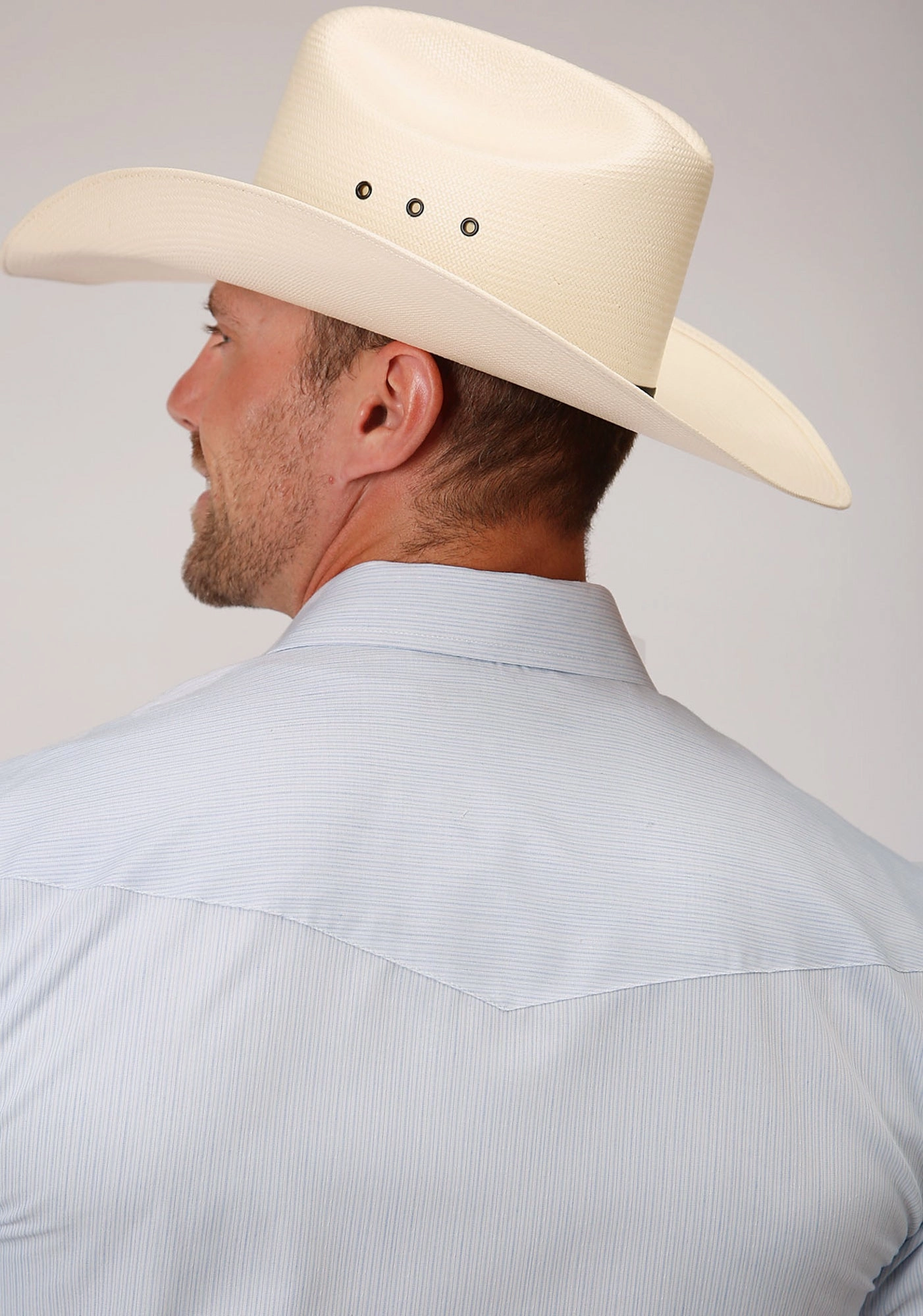 Roper Mens Blue/White Cotton Blend Tiny Stripe S/S Shirt Everyday Outfit