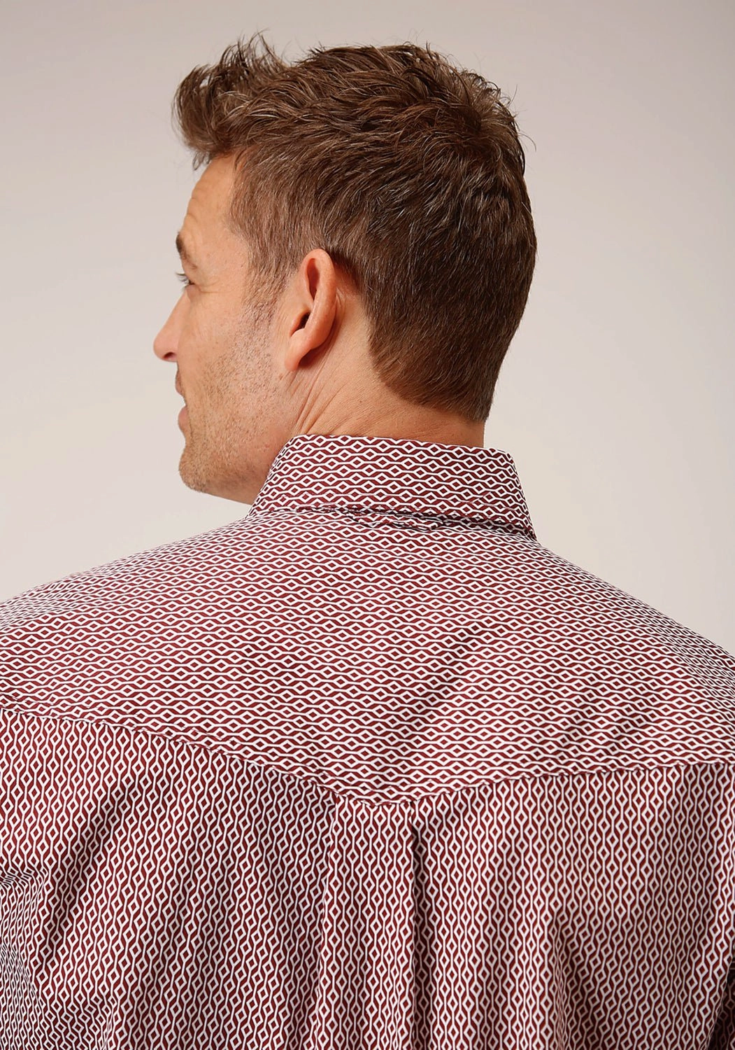 Roper Mens Climbing Diamond Red Cotton Blend L/S Shirt gender-neutral Solid Color