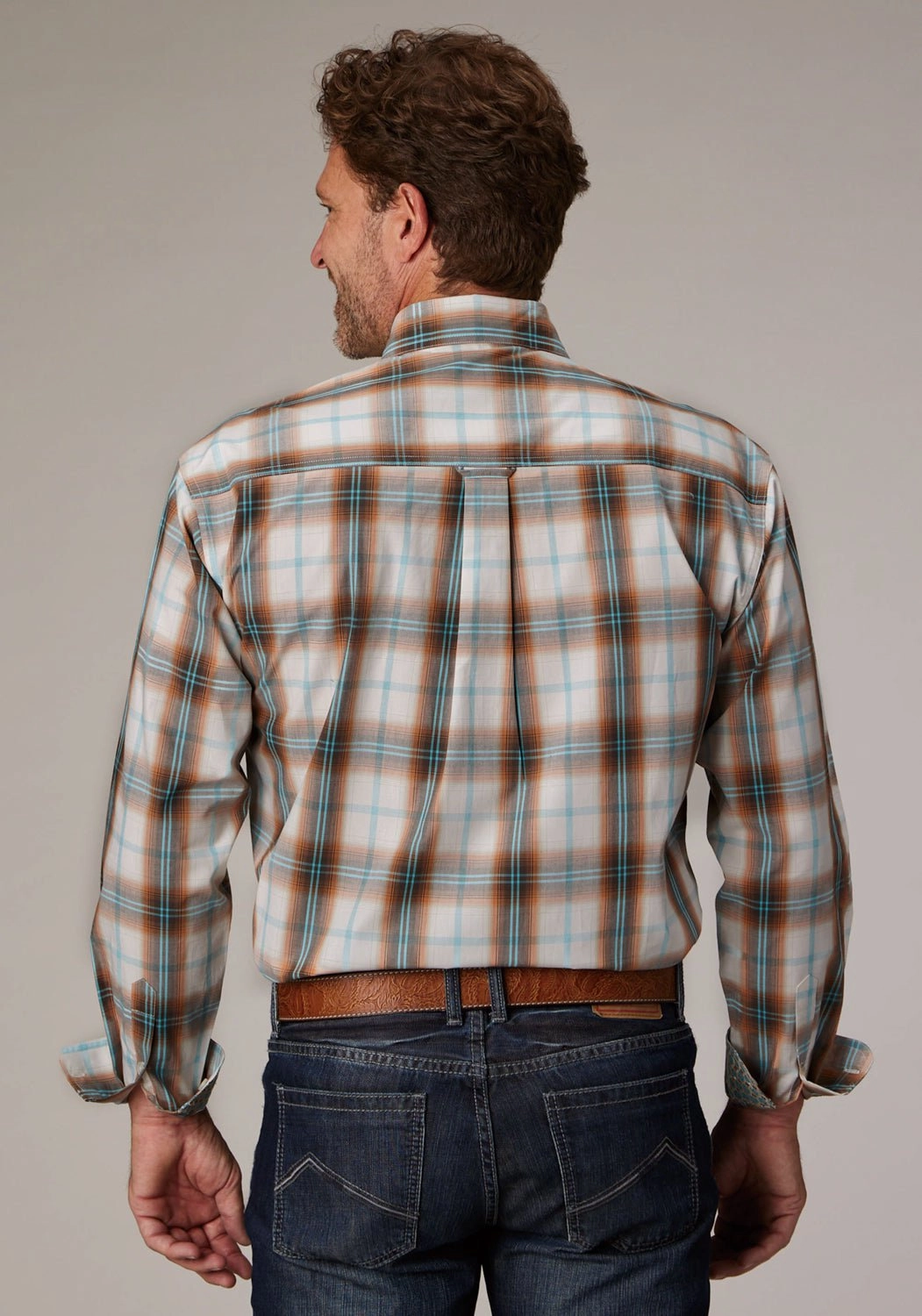Warm Insulation checkered pattern Roper Mens Desert Spring Plaid Orange 100% Cotton 1 Pkt L/S Shirt