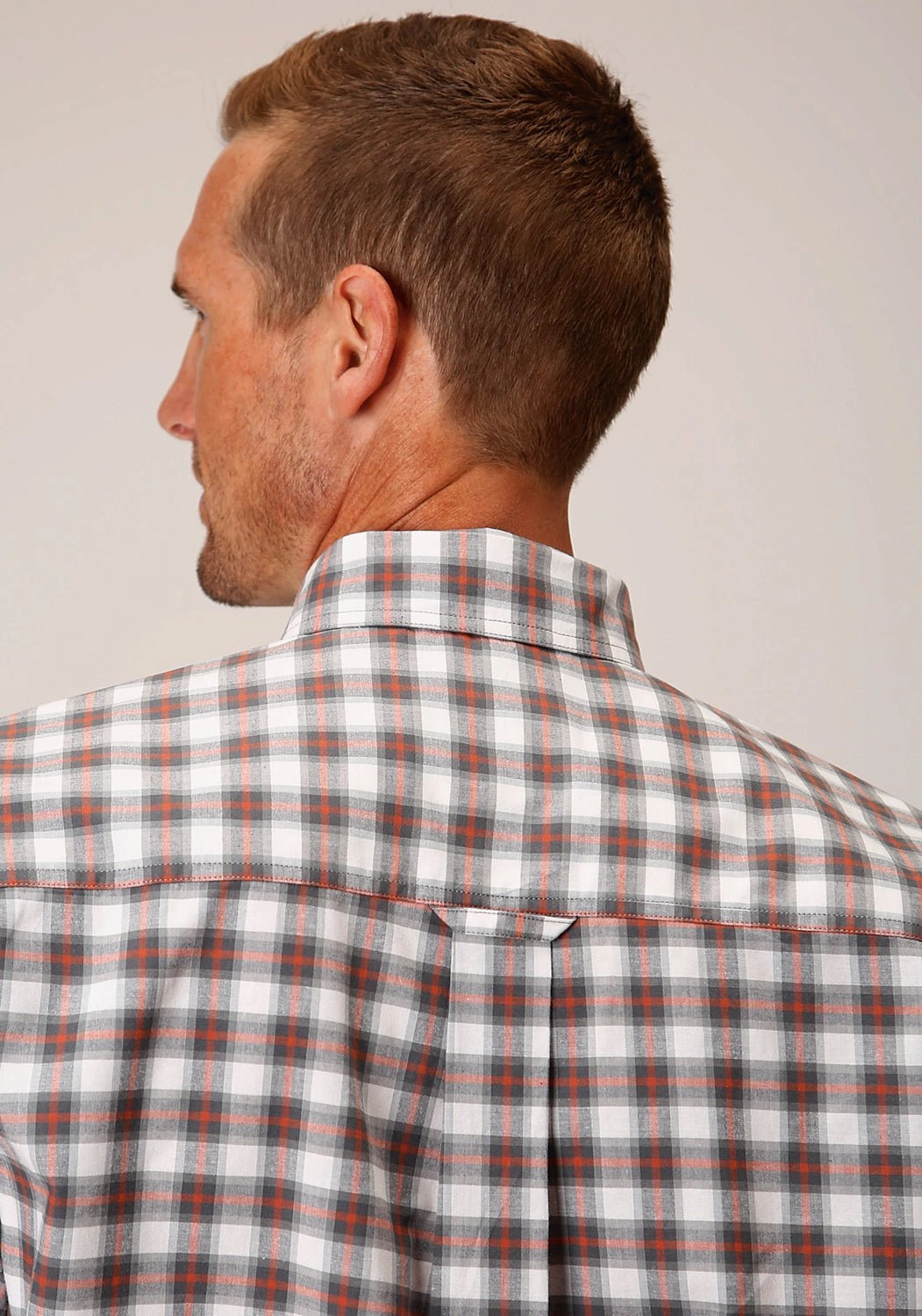 Road Trip Ready Roper Mens Grey Cotton Blend New Stretch Check BD S/S 1 Pkt Shirt