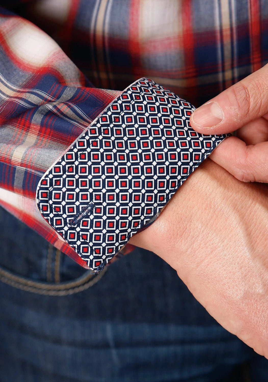 Boho chic Roper Mens Independence Plaid Blue 100% Cotton Btn L/S Shirt