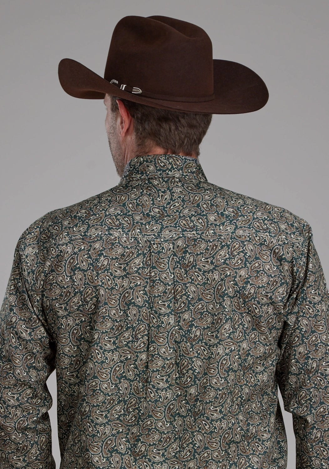Roper Mens Oak Paisley Brown 100% Cotton 1 Pkt L/S Shirt Comfort-First