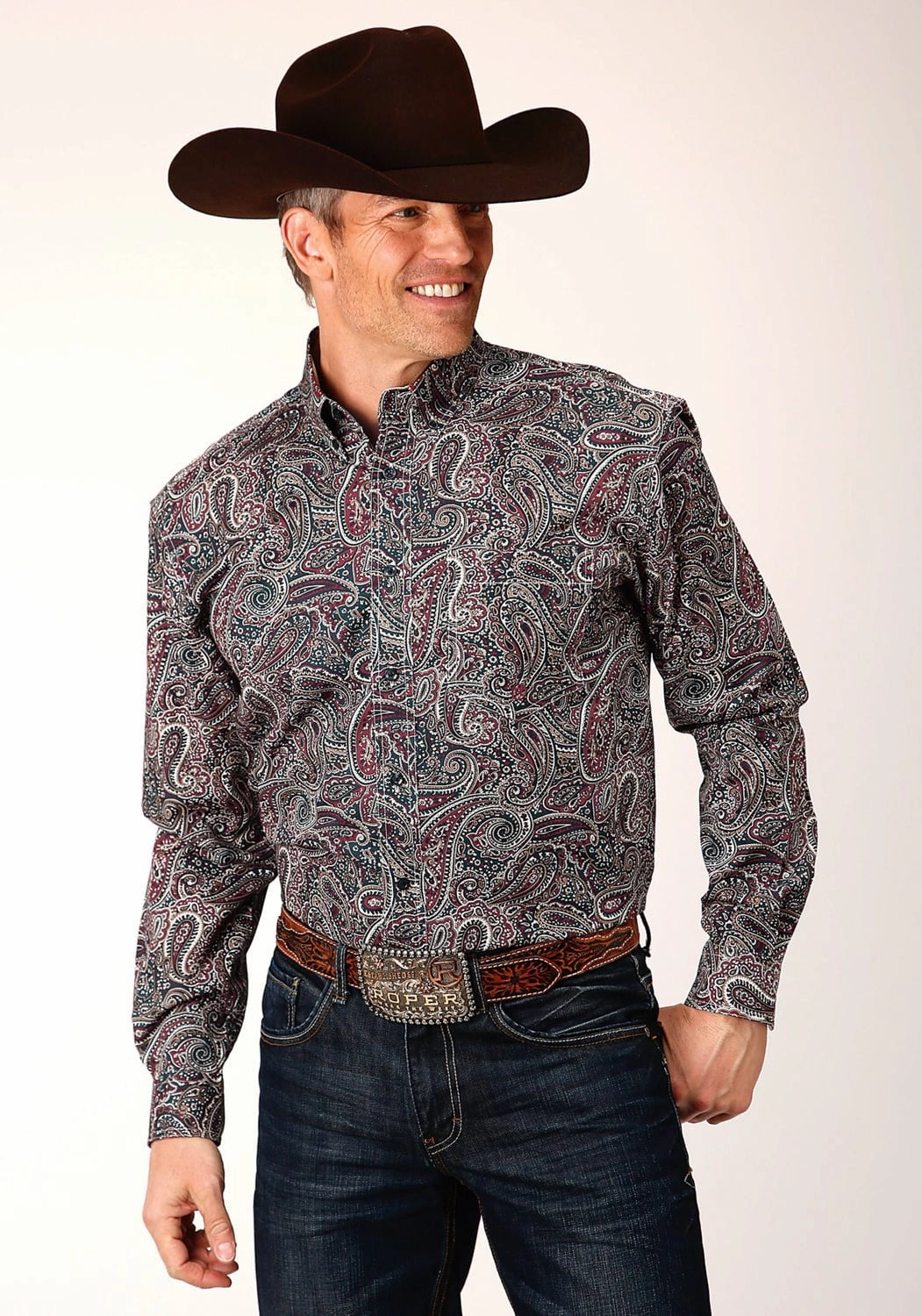 Anniversary Celebration garden party Roper Mens Old Time Paisley Multi-Color 100% Cotton L/S Shirt