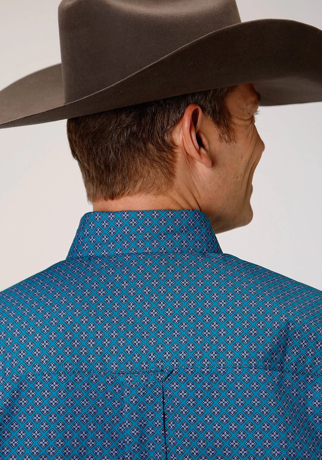 Bold Print Roper Mens Purple 100% Cotton Circuit Foulard BD S/S 1 Pocket Shirt