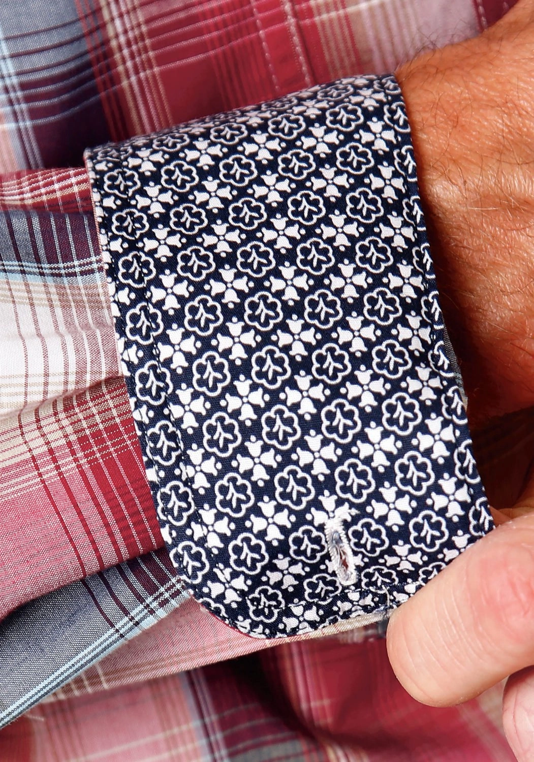 Cooling Mesh Lining Streamlined Design Roper Mens Red 100% Cotton Apple Plaid BD L/S Button Shirt