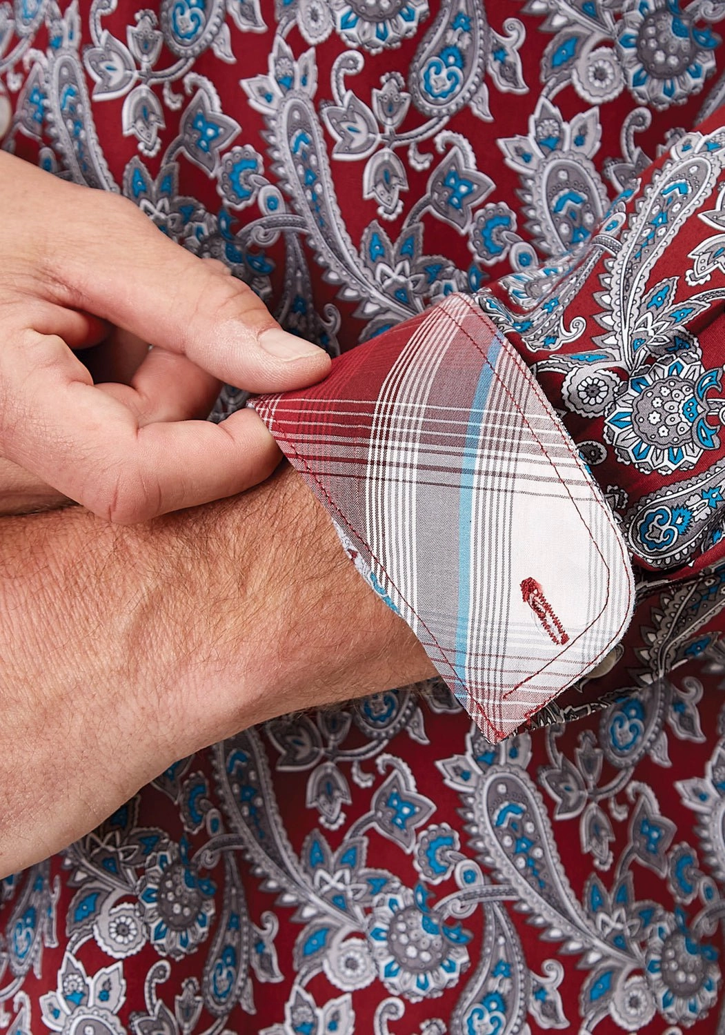 Roper Mens Red River Paisley Red 100% Cotton L/S Shirt Sophisticated Look