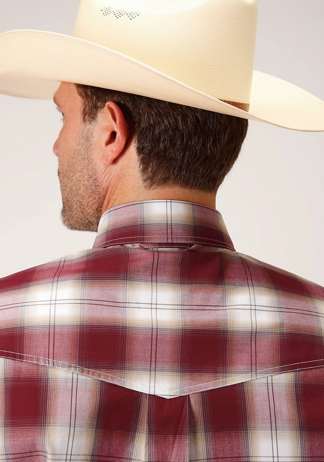 Roper Mens Red/White 100% Cotton Ombre BD L/S Btn Shirt Outdoor Adventure