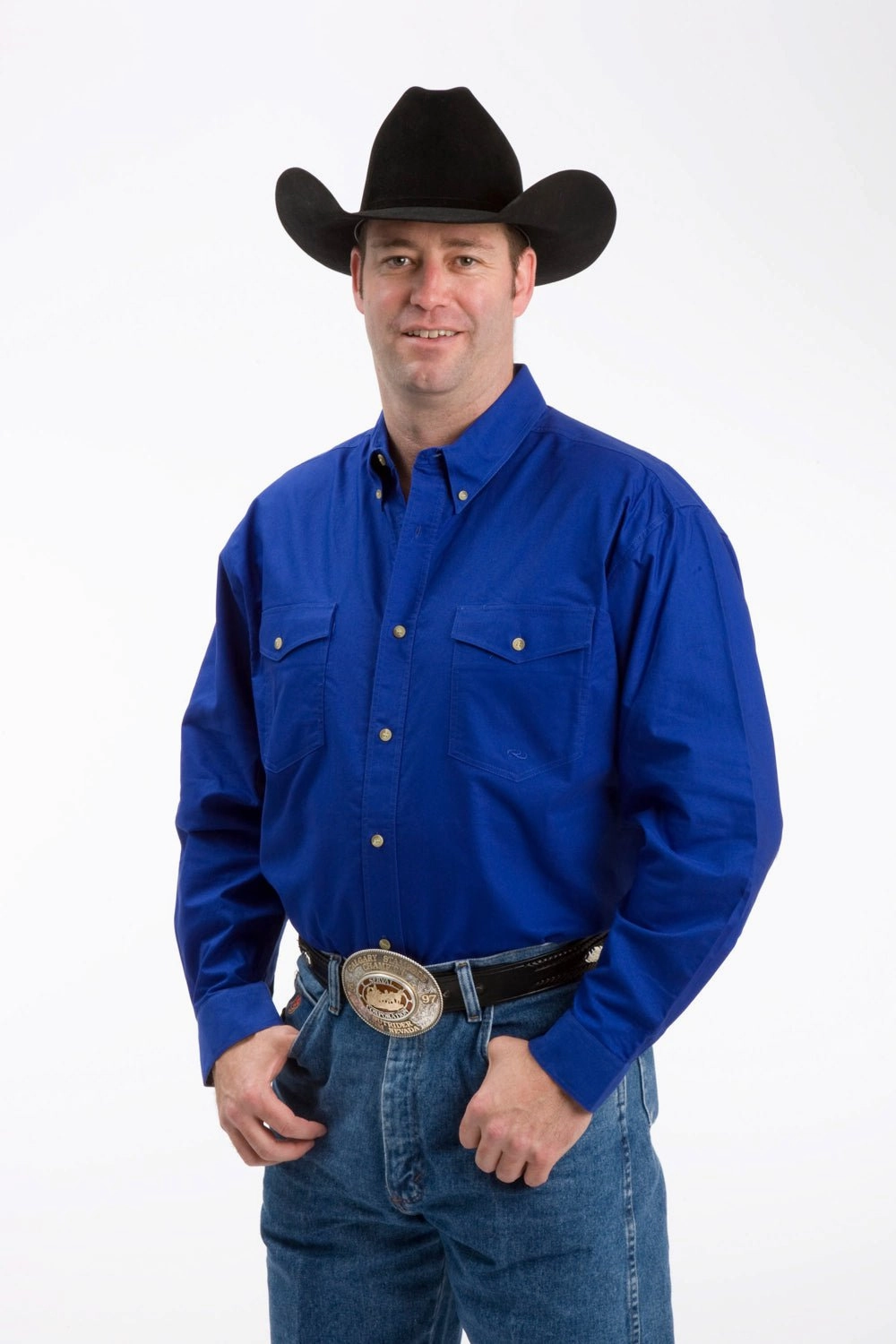 Roper Mens Royal Blue 100% Cotton Button Front BD L/S Shirt Thermoregulating Fabric