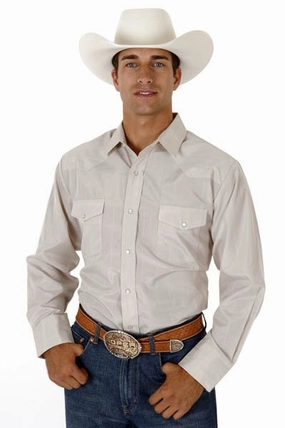 Roper Mens Tan Cotton Blend L/S Pearl Snap Button Tone On Tone Western Shirt Dynamic Design