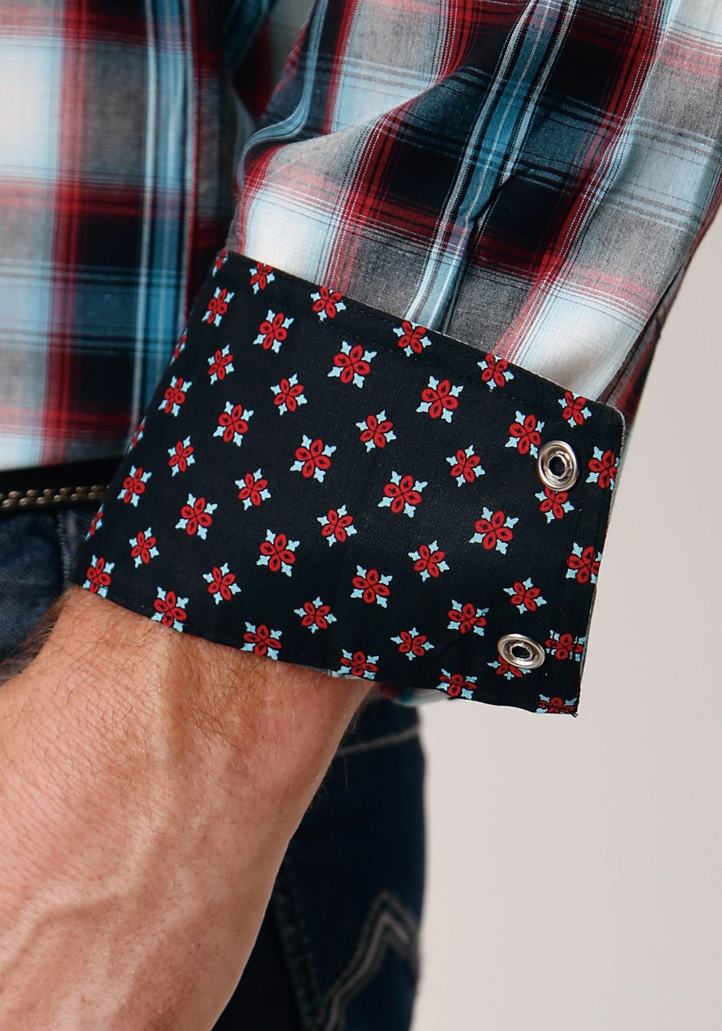 Roper Mens West Plaid Black 100% Cotton L/S Shirt Smart Appearance