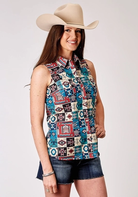 Roper Womens 1909 Vintage Patchwork Multi-Color 100% Cotton S/L Shirt Special Occasion