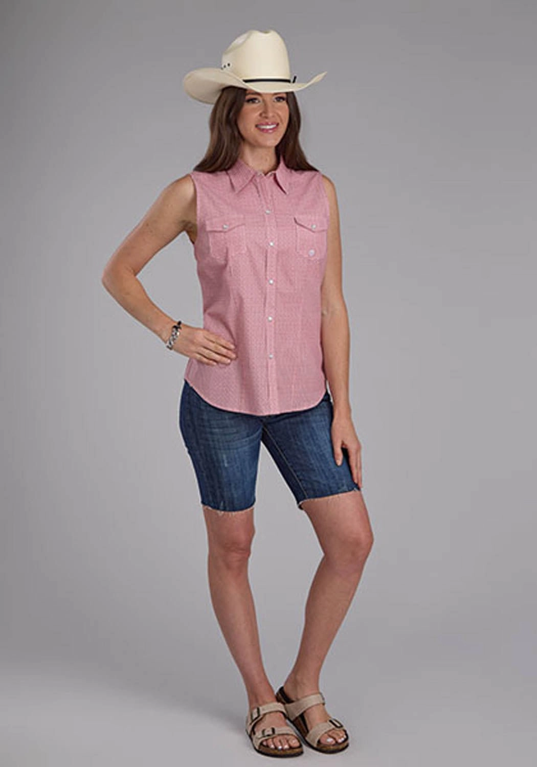 Everyday Outfit All-Ages Fit Roper Womens 2500 Saltillo Foulard Rust 100% Cotton S/L Blouse