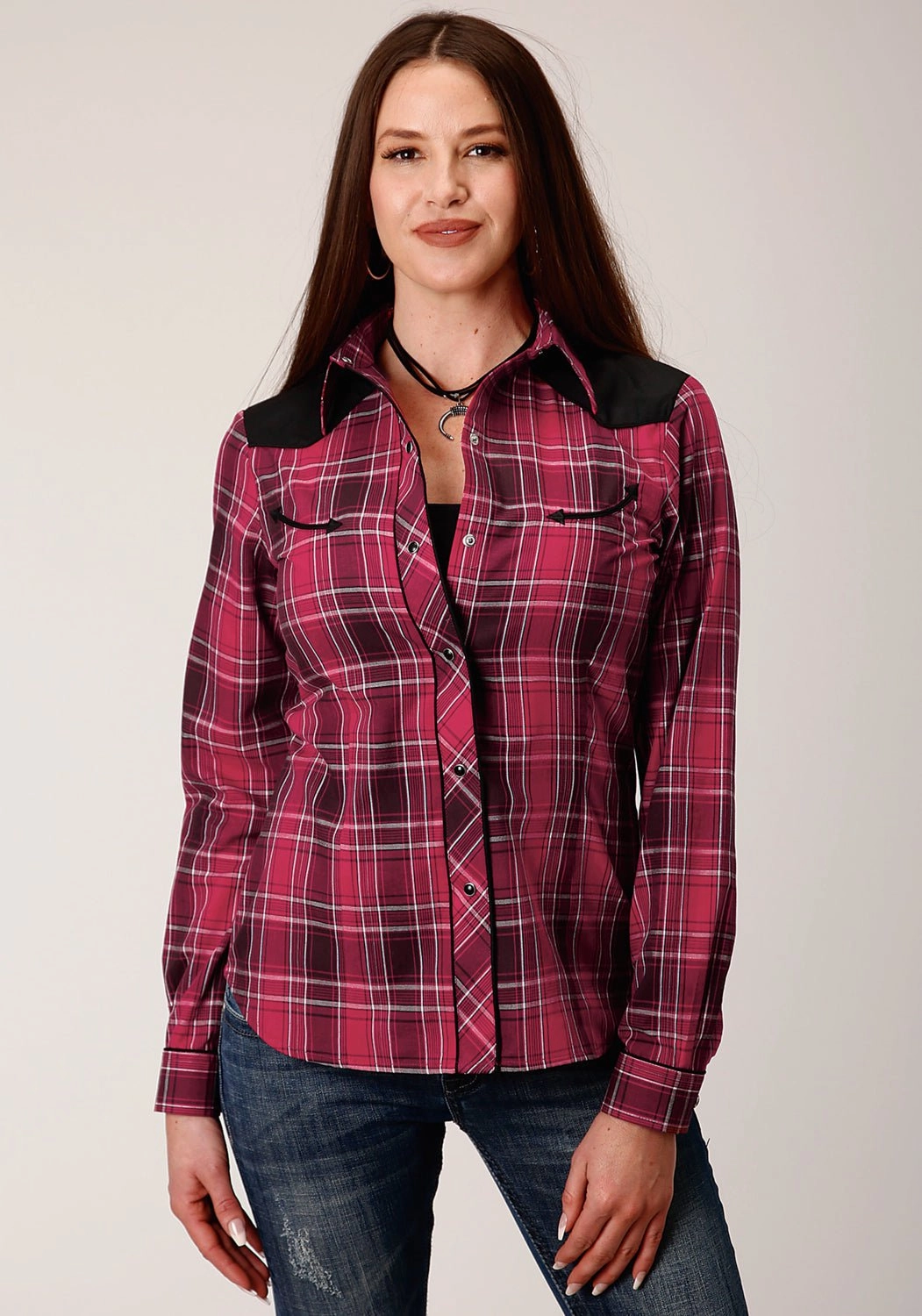 Roper Womens 820 Bright Plaid Red Cotton Blend Retro L/S Shirt Spring Break Durable Button Closures
