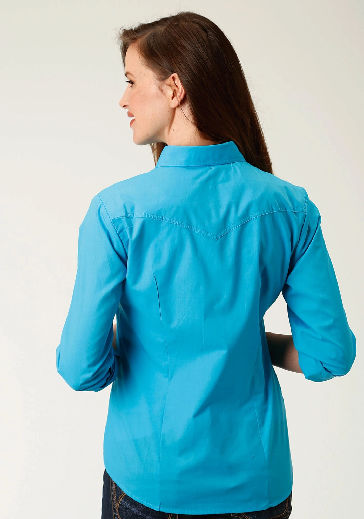 Roper Womens 9839 Broadcloth Turquoise Cotton Blend L/S Shirt Versatile Design Unisex Choice